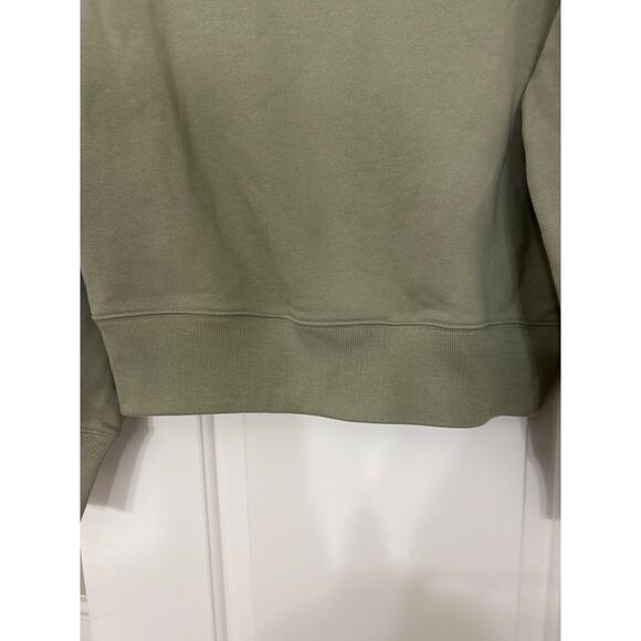 Uniqlo U Cotton Olive Green Crewneck Crop Length Sweatshirt Size Large - Picture 9 of 11